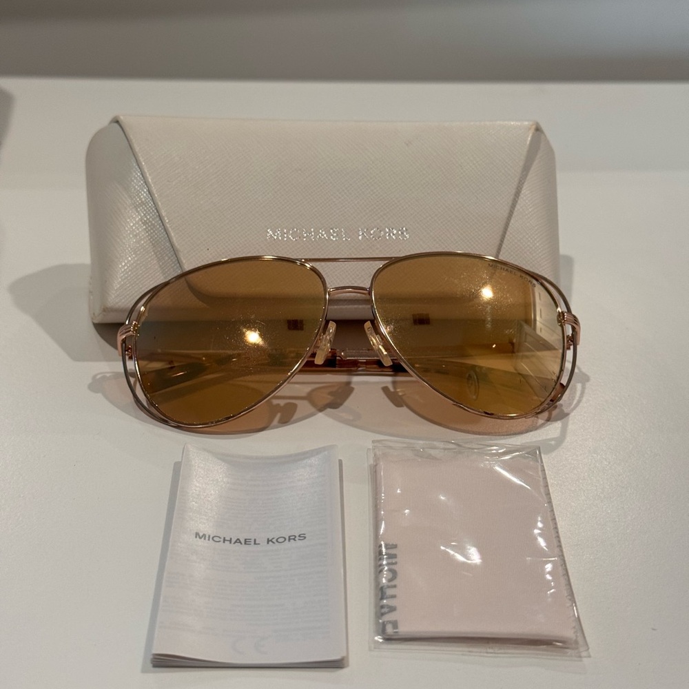 Michael Kors Gold-Tinted Aviator Sunglasses